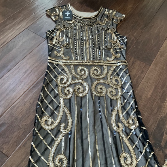 Sequin, Flapper type dress, black gold Size Small, NWT, Halloween costume - Picture 11 of 11